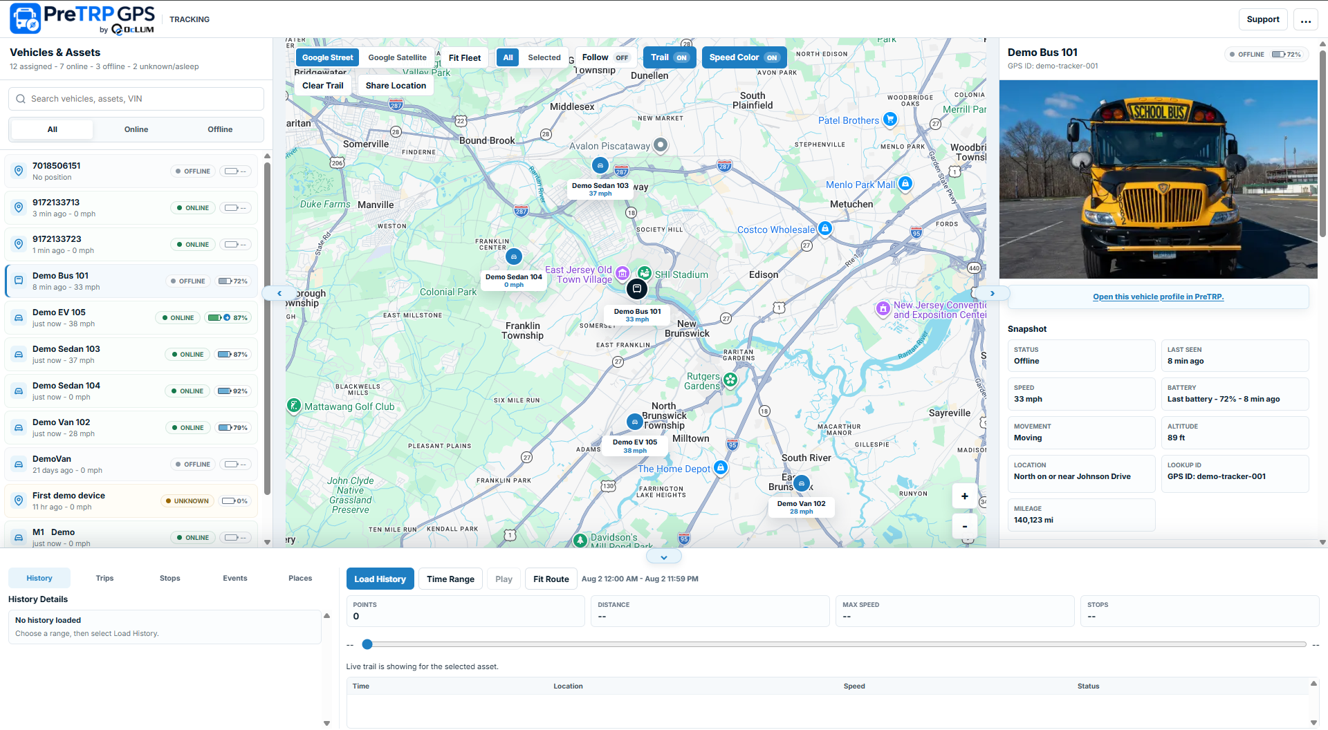 OcLUM GPS fleet tracking dashboard