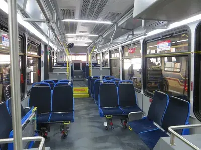 Interior passenger area of a transit bus