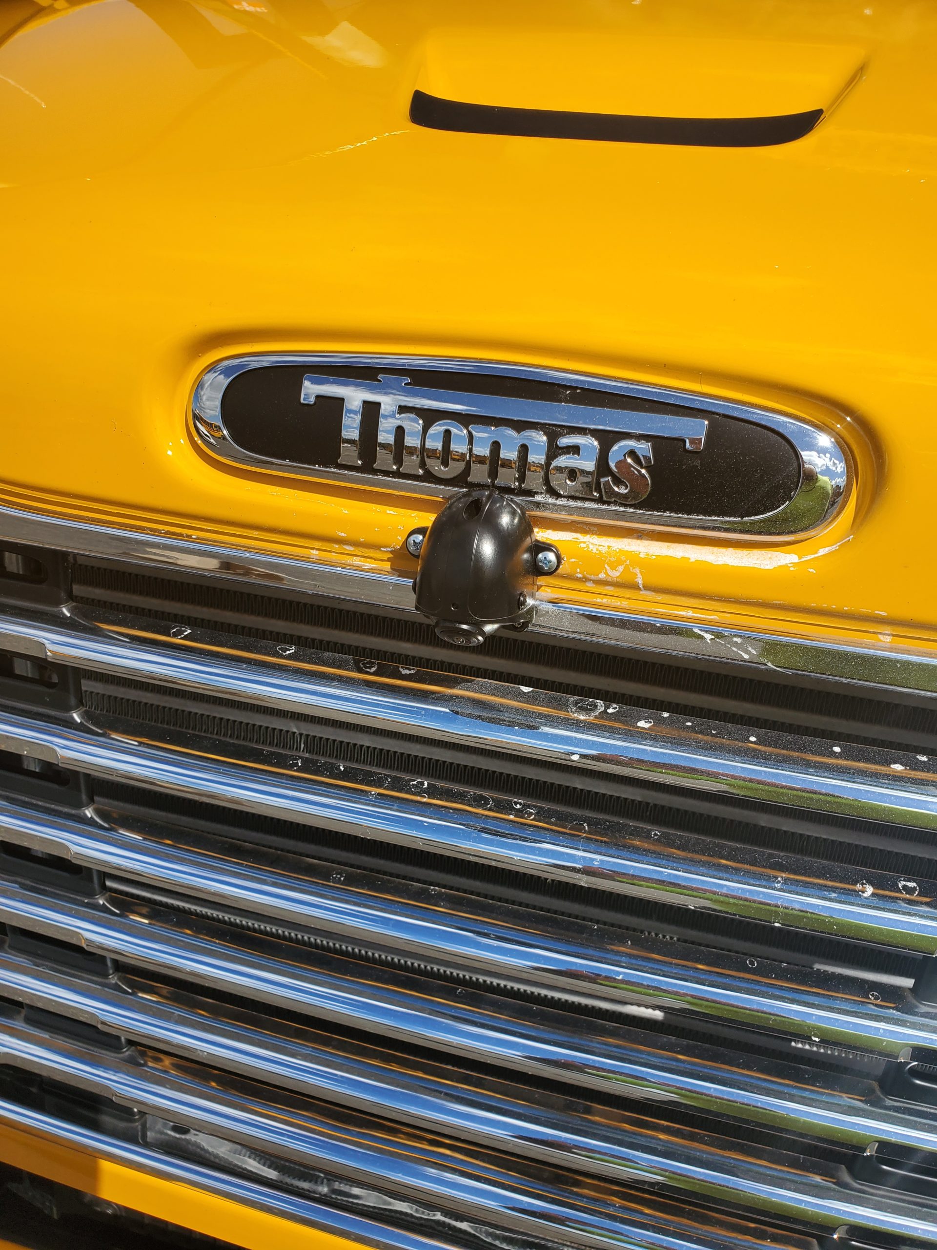 Abigail's Law compliance camera mounted on school bus grille